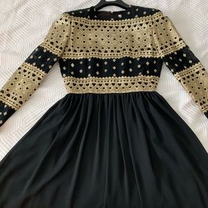 Talbots vintage formal dress black and gold size 6